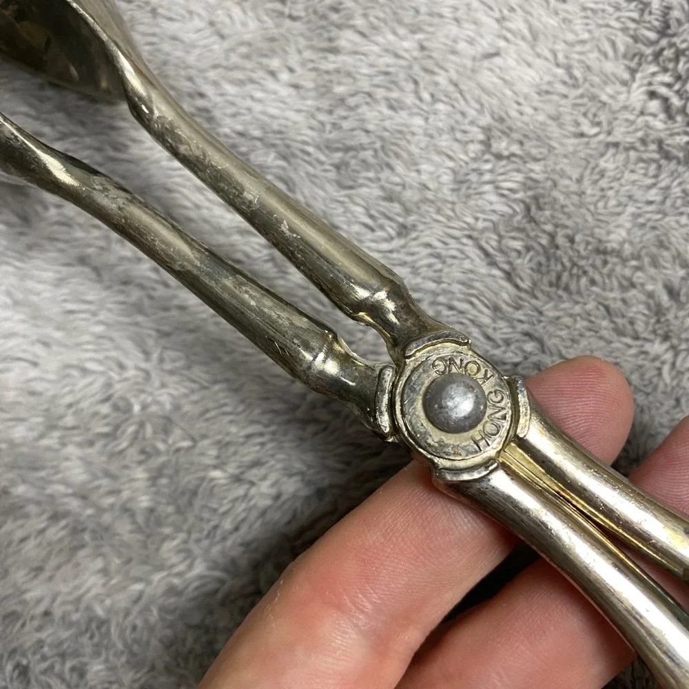 Vintage Silver Plated Pastry Tongs Scissor Serving Utensils Hong Kong